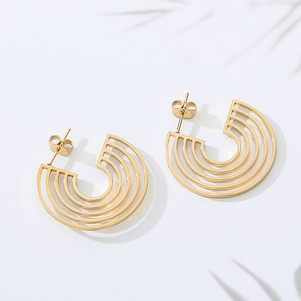 Geometric Stainless Steel Studs Semicircle